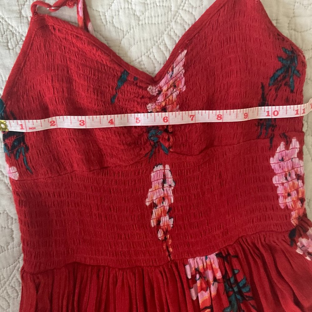 Free People Beau Smocked Printed Slip Red XS - Picture 9 of 9